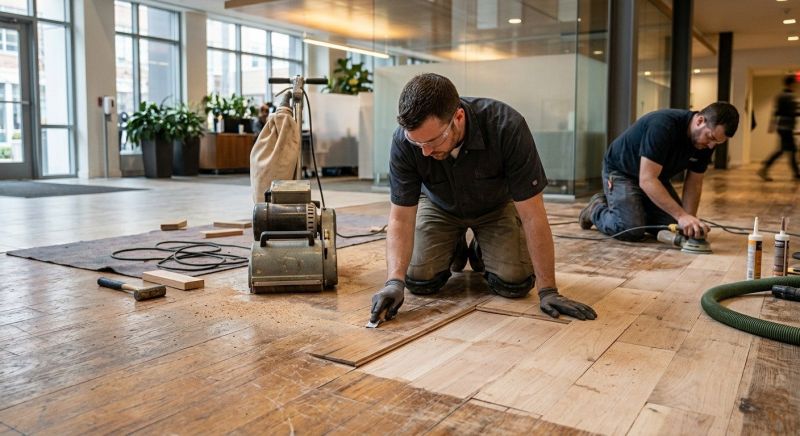 Our team working on Wood Floor Service projects in Springfield, OH