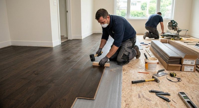 Dark Wood Floor Installation in Springfield, OH